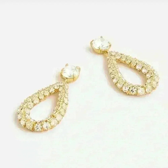 J Crew Faceted Crystal Teardrop Earrings - Picture 1 of 2